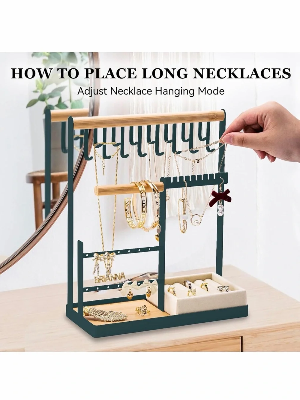 DreamGenius Green Jewelry Organizer w Velvet Ring💍Holder